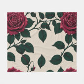 Glossy Crimson Roses With Dark Green Leaves Fleece Deken (Voorkant (Horizontaal))