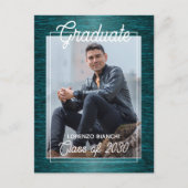 Glossy Dark Blue Green Afstuderen kondiging Briefkaart (Voorkant)