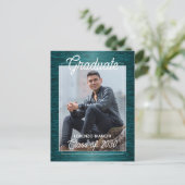 Glossy Dark Blue Green Afstuderen kondiging Briefkaart (Staand voorkant)