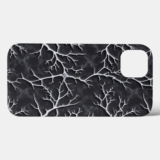 Glossy Dark Gray iPhone Case Branch Relief (Achterkant (horizontaal))