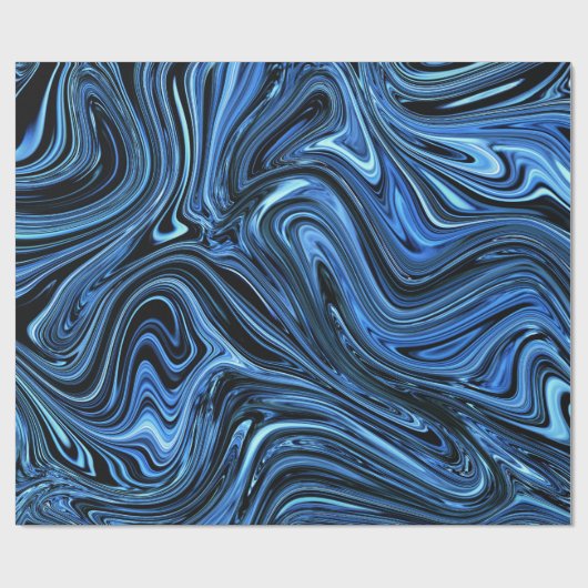 Glossy Deep Blue Marble Cadeaupapier (Vlak)