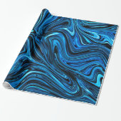 Glossy Deep Blue Marble Cadeaupapier (Uitgerold)