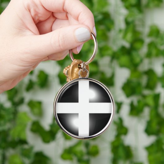 Glossy Dome Cornish Flag Sleutelhanger (Hand)