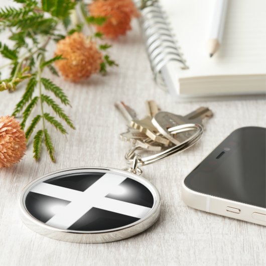 Glossy Dome Cornish Flag Sleutelhanger (Zijkant)