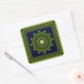 Glossy elegante fractal mandala square sticker (Envelop)