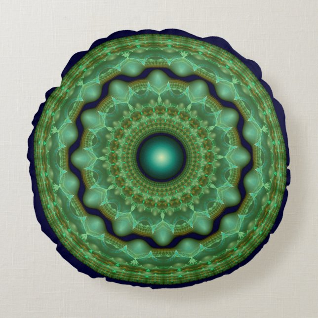 Glossy fairy fractal round ornament rond kussen (Voorkant)