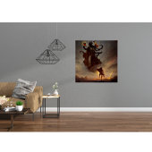 Glossy Fantasy Poster met Warrior & Dark Beast