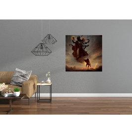 Glossy Fantasy Poster met Warrior & Dark Beast
