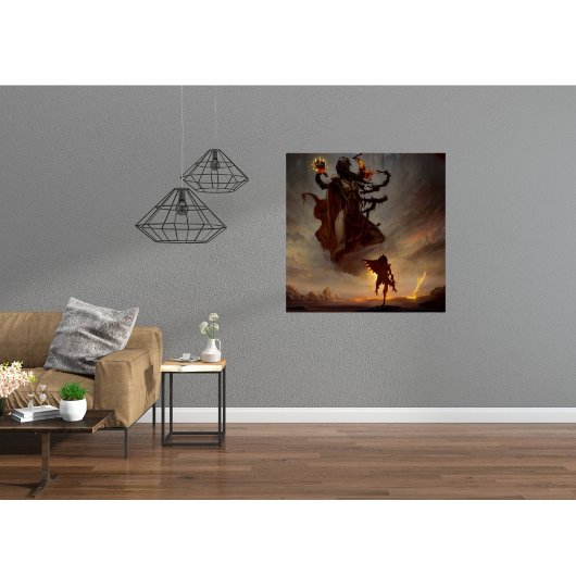 Glossy Fantasy Poster met Warrior & Dark Beast