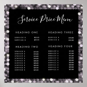 Glossy Glam Service Prijslijst Menu Bewerkbaar Pri Poster