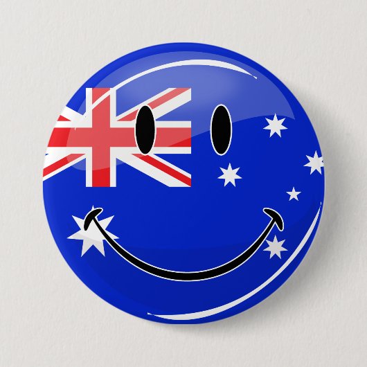 Glossy glimlachend Australische vlag Ronde Button 7,6 Cm (Voorkant)