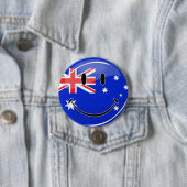Glossy glimlachend Australische vlag Ronde Button 7,6 Cm (In situ)