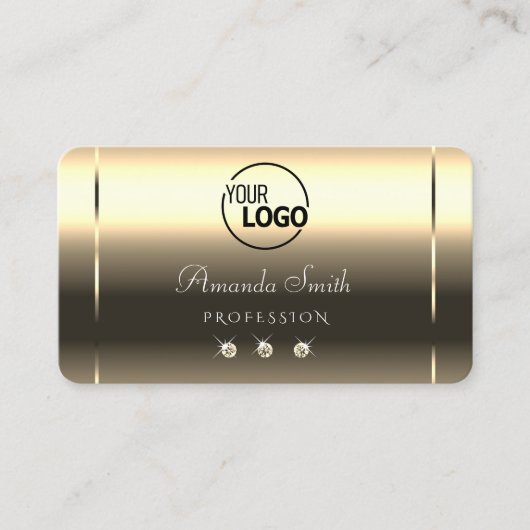 Glossy Gold Effects Mousserende diamanten met Logo Visitekaartje (Voorkant)