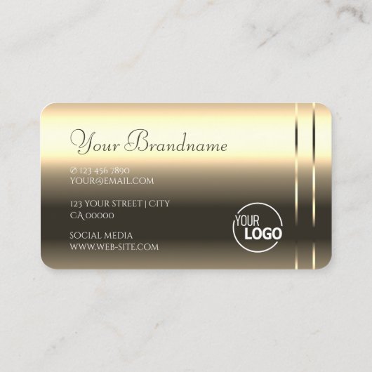 Glossy Gold Effects Mousserende diamanten met Logo Visitekaartje (Achterkant)