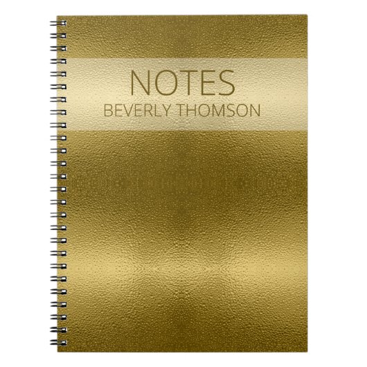 Glossy Gold Metal Texture Name Gepersonaliseerd Notitieboek (Voorkant)