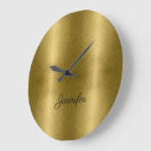 Glossy Gold Metal Texture Name Persoonlijk Grote Klok (Hoek)