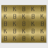 Glossy Gold Metal Texture Personalized Initialen Cadeaupapier (Vlak)