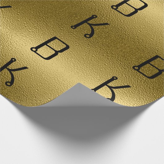 Glossy Gold Metal Texture Personalized Initialen Cadeaupapier (Hoek)