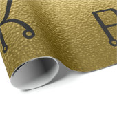Glossy Gold Metal Texture Personalized Initialen Cadeaupapier (Rol Hoek)