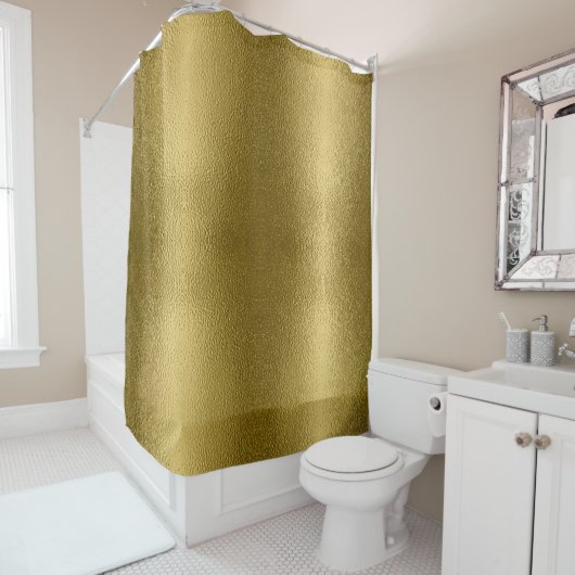 Glossy Gold Metal Texture Shiny Chic Glamoureus Douchegordijn (In situ)