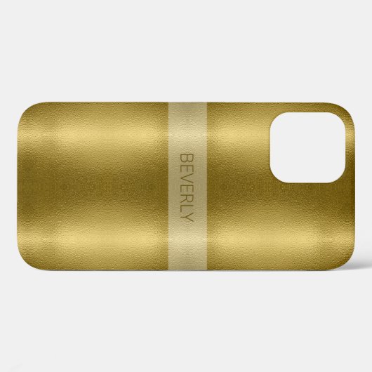 Glossy Gold Metal Texture with Name Personalized Case-Mate iPhone Case (Achterkant (horizontaal))