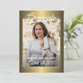 Glossy Gold Minimalist Afstuderen Aankondiging (Staand voorkant)