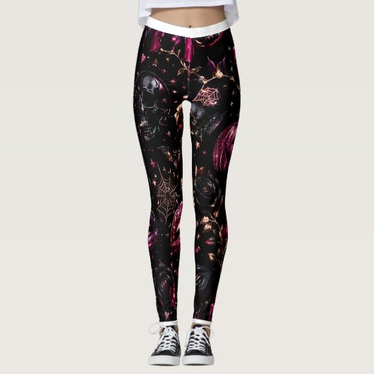 Glossy Gothic Halloween Glam Leggings (Voorkant)