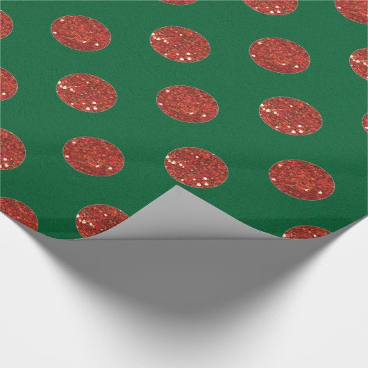 Glossy Green en Red Polka Dot Cadeaupapier (Hoek)