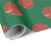 Glossy Green en Red Polka Dot Cadeaupapier (Rol Hoek)