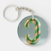 Glossy Green Gold Glitter Striped Letter J Sleutelhanger (Voorkant)