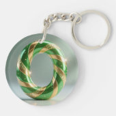 Glossy Green Gold Glitter Striped Letter O Sleutelhanger (Achterkant)
