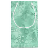 Glossy Green Romantic Hearts Pattern Klein Cadeauzakje (Achterkant)