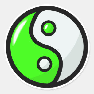 Glossy Green Yin Yang in Balans Ronde Sticker