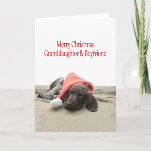 Glossy Grizzly Granddochter & Boyvriend Merry Chr Feestdagen Kaart (Voorkant)