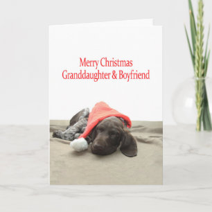 Glossy Grizzly Granddochter & Boyvriend Merry Chr Feestdagen Kaart