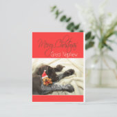 Glossy Grizzly Great Nephew Merry Kerstmis Feestdagenkaart (Staand voorkant)