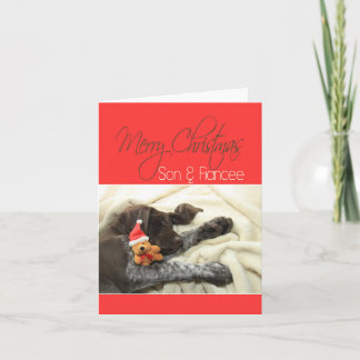 Glossy Grizzly Son & Fiancee Merry Christmas Feestdagen Kaart