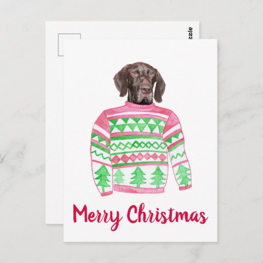 Glossy Grizzly Ugly KerstSweater Briefkaart (Voorkant / Achterkant)