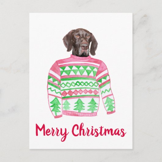 Glossy Grizzly Ugly KerstSweater Briefkaart (Voorkant)