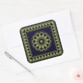 Glossy groene fractal star mandala square sticker (Envelop)
