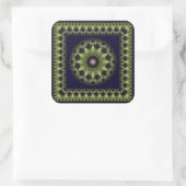 Glossy groene fractal star mandala square sticker (Tas)