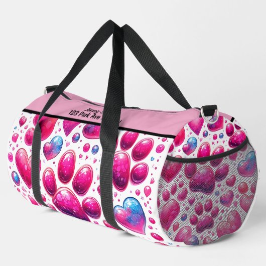 Glossy Heart Bubble Pattern Travel Monogram  Plunjezak (Rechterhoek)