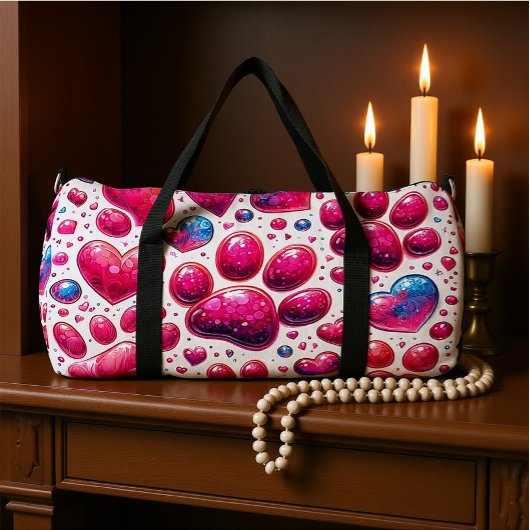 Glossy Heart Bubble Pattern Travel Plunjezak