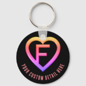 Glossy Heart initiaal Letter F Sleutelhanger (Voorkant)