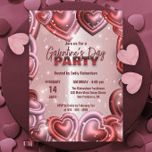 Glossy Hearts met Sparkles Galentine’s Day Party Kaart