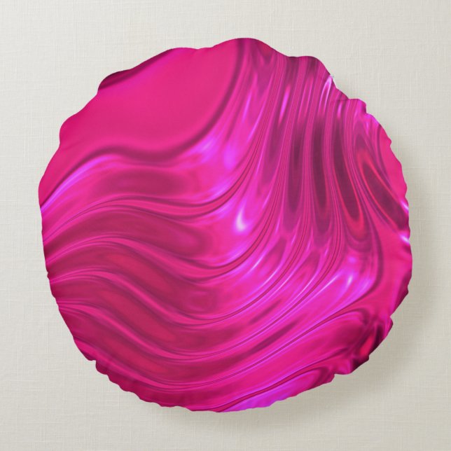 Glossy Hollywood Cerise Superroze Rond Kussen (Achterkant)