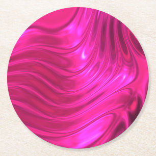 Glossy Hollywood Cerise Superroze Ronde Kartonnen Onderzetter