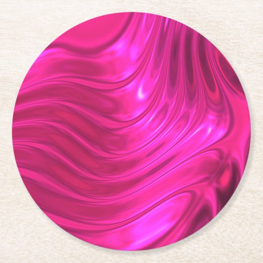 Glossy Hollywood Cerise Superroze Ronde Kartonnen Onderzetter (Voorkant)