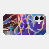 Glossy Holographic Veins Neon Chrome Abstract iPhone 16 Hoesje (Achterkant horizontaal)