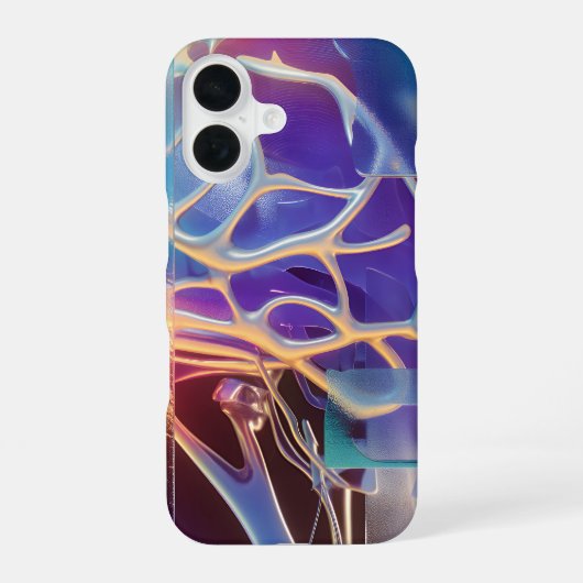 Glossy Holographic Veins Neon Chrome Abstract iPhone 16 Hoesje (Achterkant)